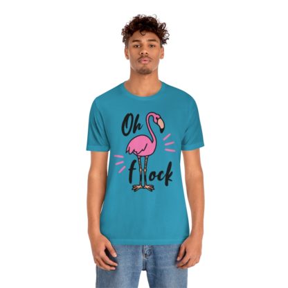 Oh Flock Funny Pink Flamingo Unisex Jersey Short Sleeve Tee - Image 6