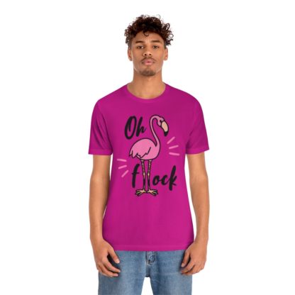 Oh Flock Funny Pink Flamingo Unisex Jersey Short Sleeve Tee - Image 9