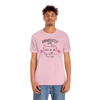 Apparently We're Trouble When We're Together Flamingo Flock Unisex Jersey Short Sleeve Tee - Image 12