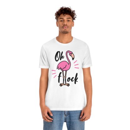 Oh Flock Funny Pink Flamingo Unisex Jersey Short Sleeve Tee - Image 3