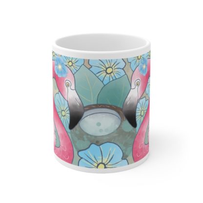 Tropical Flamingo And Coconuts Ceramic Mug 11oz - Image 2