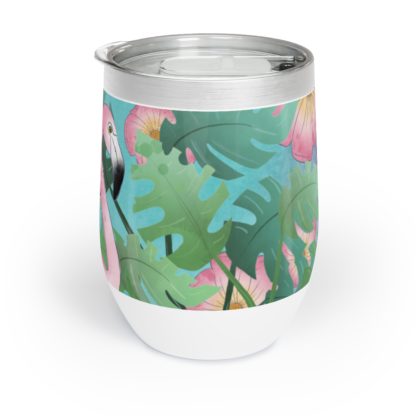 Tropical Flamingo And Flowers Art Insulated Hot And Cold Tumbler - Image 3