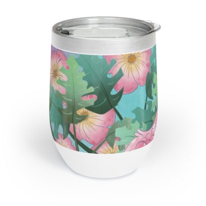 Tropical Flamingo And Flowers Art Insulated Hot And Cold Tumbler - Image 4